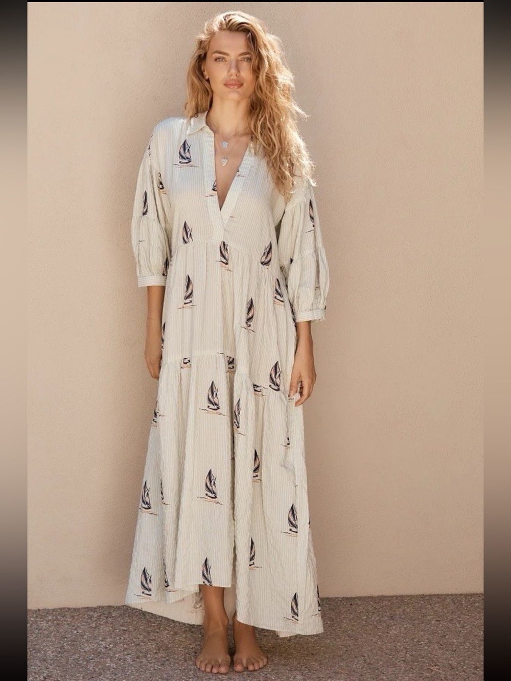 Anthropologie The Carolita Printed Tiered Shirt Dress Size MP